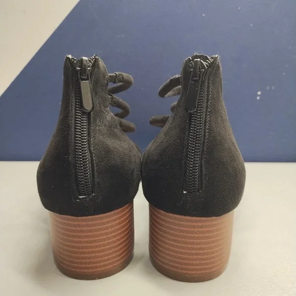 Torrid Strappy Sandals Womens US 10W Black Fabric Block Heel Open Toe Back Zip - Picture 6 of 9